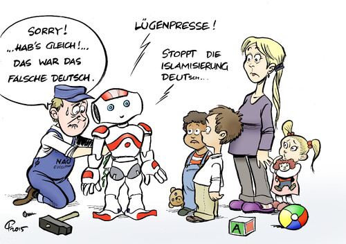 Cartoon: Roboter Nao (medium) by Paolo Calleri tagged deutschland,deutsch,roboter,humanoid,sprache,intergration,kinder,fluechtlings,fluechtlingskinder,bildungssystem,sprachlehrer,zuwandererkinder,nao,karikatur,cartoon,paolo,calleri,deutschland,deutsch,roboter,humanoid,sprache,intergration,kinder,fluechtlings,fluechtlingskinder,bildungssystem,sprachlehrer,zuwandererkinder,nao,karikatur,cartoon,paolo,calleri