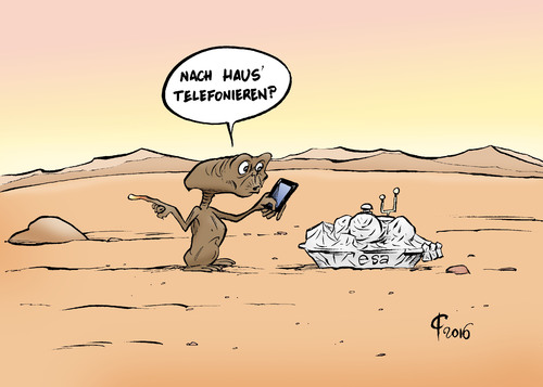 Cartoon: Schiaparelli (medium) by Paolo Calleri tagged raumfahrt,weltraum,mars,esa,calleri,paolo,cartoon,karikatur,schweigen,landung,schiaparelli,kontakt,marslander,planet,esa,raumfahrt,mars,weltraum,planet,marslander,kontakt,schiaparelli,landung,schweigen,karikatur,cartoon,paolo,calleri