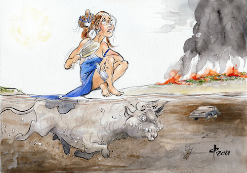 Cartoon: Sommer in Europa (medium) by Paolo Calleri tagged eu,europa,klima,klimawandel,unwetter,ueberschwemmungen,starkregen,nordeuropa,suedeuropa,braende,waldbraende,trockenheit,duerre,temperaturen,hitze,wetter,extreme,wetterextreme,gesellschaft,arbeit,soziales,gesundheit,finanzen,wirtschaft,karikatur,cartoon,paolo,calleri,eu,europa,klima,klimawandel,unwetter,ueberschwemmungen,starkregen,nordeuropa,suedeuropa,braende,waldbraende,trockenheit,duerre,temperaturen,hitze,wetter,extreme,wetterextreme,gesellschaft,arbeit,soziales,gesundheit,finanzen,wirtschaft,karikatur,cartoon,paolo,calleri