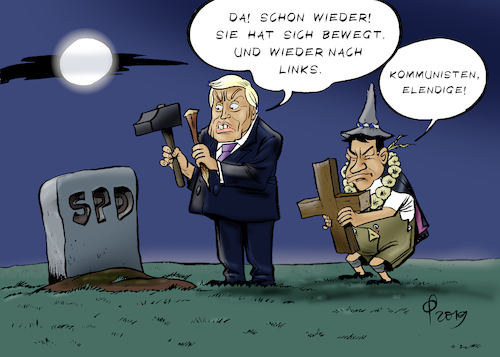 Cartoon: Sozialstaatsreform (medium) by Paolo Calleri tagged deutschland,bundesregierung,groko,grose,koalition,spd,cdu,csu,sozialdemokraten,reform,hartz,gesetze,renten,respektrente,arbeitslose,arbeitslosigkeit,volker,bouffier,markus,soeder,kritiker,sozial,feindbilder,links,rechts,karikatur,cartoon,paolo,calleri,deutschland,bundesregierung,groko,grose,koalition,spd,cdu,csu,sozialdemokraten,reform,hartz,gesetze,renten,respektrente,arbeitslose,arbeitslosigkeit,volker,bouffier,markus,soeder,kritiker,sozial,feindbilder,links,rechts,karikatur,cartoon,paolo,calleri