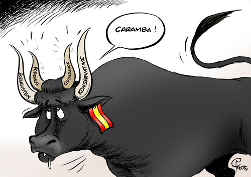 Cartoon: Spanien-Wahl (medium) by Paolo Calleri tagged ciudadanos,podemos,konservative,volkspartei,sozialisten,parteien,parlamentswahlen,wahlen,spanien,eu,linkspartei,liberale,zweiparteiensystem,karikatur,cartoon,paolo,calleri,eu,spanien,wahlen,parlamentswahlen,parteien,sozialisten,volkspartei,konservative,podemos,ciudadanos,linkspartei,liberale,zweiparteiensystem,karikatur,cartoon,paolo,calleri