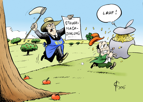 Cartoon: Steuersündenapfel (medium) by Paolo Calleri tagged calleri,paolo,cartoon,karikatur,gewinne,koerperschaftssteuer,steuersystem,steuerverguenstigungen,nachzahlung,steuernachzahlung,finanzen,steuern,apple,grosskonzern,hersteller,computer,unternehmen,irland,kommission,eu,eu,kommission,irland,unternehmen,computer,hersteller,groskonzern,apple,steuern,fianzen,steuernachzahlung,nachzahlung,stuerverguenstigungen,steuersystem,koerperschaftssteuer,gewinne,karikatur,cartoon,paolo,calleri