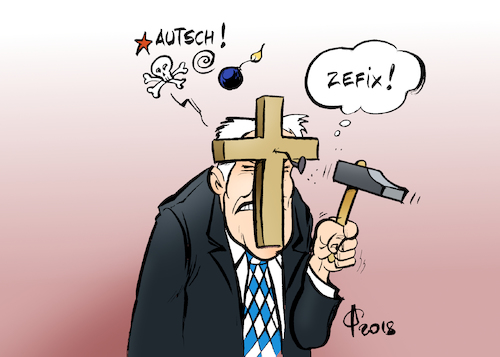 Cartoon: Symbolpolitik (medium) by Paolo Calleri tagged deutschland,bayern,bundesinneministerium,heimat,horst,seehofer,csu,religion,behoerden,aemter,kreuz,symbol,christentum,islam,identitaet,geschichte,kultur,populismus,karikatur,cartoon,paolo,calleri,deutschland,bayern,bundesinneministerium,heimat,horst,seehofer,csu,religion,behoerden,aemter,kreuz,symbol,christentum,islam,identitaet,geschichte,kultur,populismus,karikatur,cartoon,paolo,calleri