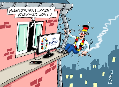 Cartoon: Absturzgefahr (medium) by RABE tagged fußball,fussball,bundesliga,meistertitel,fußballer,bayern,münchen,bayer,leverkusen,rabe,ralf,böhme,cartoon,karikatur,pressezeichnung,frabcartoon,tagescartoon,schild,meister,schuß,ecke,eckball,sport,raucher,nichtraucher,haus,erker,fenstersims,sims,absturzgefahr,fußball,fussball,bundesliga,meistertitel,fußballer,bayern,münchen,bayer,leverkusen,rabe,ralf,böhme,cartoon,karikatur,pressezeichnung,frabcartoon,tagescartoon,schild,meister,schuß,ecke,eckball,sport,raucher,nichtraucher,haus,erker,fenstersims,sims,absturzgefahr