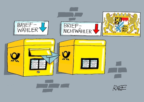 Cartoon: Alles im Kasten (medium) by RABE tagged bayern,söder,ministerpräsident,csu,münchen,landtagswahl,rabe,ralf,böhme,cartoon,karikatur,pressezeichnung,farbcartoon,tagescartoon,kanzler,kanzlerkandidat,kanzlerkandidatur,kanzleramt,verzicht,absage,bayernwahl,aiwanger,briefwahl,briefwähler,briefkasten,postkasten,nichtwähler,bayern,söder,ministerpräsident,csu,münchen,landtagswahl,rabe,ralf,böhme,cartoon,karikatur,pressezeichnung,farbcartoon,tagescartoon,kanzler,kanzlerkandidat,kanzlerkandidatur,kanzleramt,verzicht,absage,bayernwahl,aiwanger,briefwahl,briefwähler,briefkasten,postkasten,nichtwähler