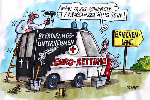 Cartoon: Angepasstes (medium) by RABE tagged merkel,sarkozy,papandreou,griechenland,frankreich,deutschland,cdu,schäuble,finanzminister,eu,euro,eurokrise,schuldenkrise,schuldenschnitt,rettungsschirm,athen,pleite,banken,bankenchefs,währungsfond,währungsunion,milliarden,eurorettung,anpassung,sanitätsfahrzeug,rettungsfahrzeug,notruf,leichenwagen,bestattungsinstitut,beerdigungsinstitut,blaulicht,wiederbelebung,eurozone,ausschluss,kredit,rückzahlung,merkel,sarkozy,papandreou,griechenland,frankreich,deutschland,schäuble,finanzminister