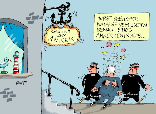 Cartoon: Ankerzentren (medium) by RABE tagged markus,söder,csu,bayern,münchen,landesvorsitzender,staatkanzle,behörden,ämter,horst,seehofer,innenminister,rabe,ralf,böhme,cartoon,karikatur,pressezeichnung,farbcartoon,tagescartoon,ankerzentren,flüchtlinge,flüchtlingsunterkunft,anker,abschiebung,gasthoff,alkohol,betrunkener,markus,söder,csu,bayern,münchen,landesvorsitzender,staatkanzle,behörden,ämter,horst,seehofer,innenminister,rabe,ralf,böhme,cartoon,karikatur,pressezeichnung,farbcartoon,tagescartoon,ankerzentren,flüchtlinge,flüchtlingsunterkunft,anker,abschiebung,gasthoff,alkohol,betrunkener