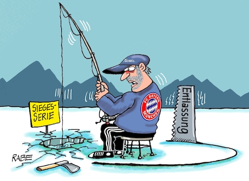 Cartoon: Arsch auf Grundeis (medium) by RABE tagged tuchel,trainer,fc,bayern,münchen,fußball,fussball,rekordmeister,bundesliga,niederlaagen,rabe,ralf,böhme,cartoon,karikatur,pressezeichnung,farbcartoon,tagescartoon,eis,angler,säge,angel,entlassung,siegesserie,sport,tuchel,trainer,fc,bayern,münchen,fußball,fussball,rekordmeister,bundesliga,niederlaagen,rabe,ralf,böhme,cartoon,karikatur,pressezeichnung,farbcartoon,tagescartoon,eis,angler,säge,angel,entlassung,siegesserie,sport