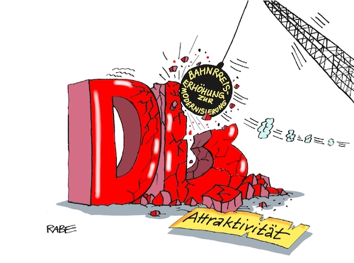 Cartoon: Attraktive Bahn (medium) by RABE tagged db,dgl,tarif,tarifstreit,tarifverhandlungen,weselsky,bahnchefs,lohnforderungen,streik,rabe,ralf,böhme,cartoon,karikatur,pressezeichnung,fabcartoon,tagescartoon,attraktivität,modernisierung,bahnpreiserhöhunh,fahrpreiserhöhung,bahnbeauftragter,investitionen,finanzierung,db,dgl,tarif,tarifstreit,tarifverhandlungen,weselsky,bahnchefs,lohnforderungen,streik,rabe,ralf,böhme,cartoon,karikatur,pressezeichnung,fabcartoon,tagescartoon,attraktivität,modernisierung,bahnpreiserhöhunh,fahrpreiserhöhung,bahnbeauftragter,investitionen,finanzierung