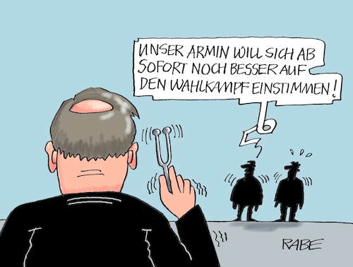 Cartoon: Aufgestimmgabeltes (medium) by RABE tagged bundestagswahl,wahlkampf,osten,ddr,ostbeauftragter,bundesregierung,recht,rabe,ralf,böhme,cartoon,karikatur,pressezeichnung,farbcartoon,tagescartoon,laschet,söder,voodo,nadeln,sticheleien,stimme,stimmgabel,einstimmung,einstimmig,gabel,bundestagswahl,wahlkampf,osten,ddr,ostbeauftragter,bundesregierung,recht,rabe,ralf,böhme,cartoon,karikatur,pressezeichnung,farbcartoon,tagescartoon,laschet,söder,voodo,nadeln,sticheleien,stimme,stimmgabel,einstimmung,einstimmig,gabel