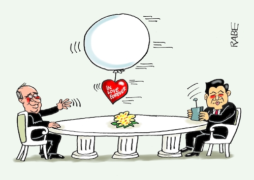 Cartoon: Aufgetischt (medium) by RABE tagged putin,moskau,china,peking,tisch,kreml,ukrainekrieg,jahrestag,überfall,ukraine,völkerrechtsbruch,februar,rabe,ralf,böhme,cartoon,karikatur,pressezeichnung,farbcartoon,ballon,herz,love,forever,friedensverhandlungen,friedensengel,kriegsverbrechen,putin,moskau,china,peking,tisch,kreml,ukrainekrieg,jahrestag,überfall,ukraine,völkerrechtsbruch,februar,rabe,ralf,böhme,cartoon,karikatur,pressezeichnung,farbcartoon,ballon,herz,love,forever,friedensverhandlungen,friedensengel,kriegsverbrechen