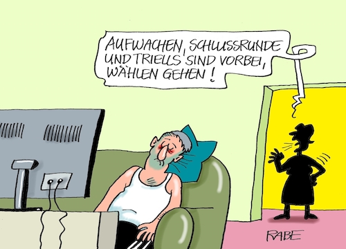 Cartoon: Aufwaaaaachen (medium) by RABE tagged bundestagswahl,wahlkampf,osten,ddr,ostbeauftragter,bundesregierung,recht,rabe,ralf,böhme,cartoon,karikatur,pressezeichnung,farbcartoon,tagescartoon,kanzleramt,laschet,gartenzwerg,triell,schlussrunde,wahlsonntag,bundestagswahl,wahlkampf,osten,ddr,ostbeauftragter,bundesregierung,recht,rabe,ralf,böhme,cartoon,karikatur,pressezeichnung,farbcartoon,tagescartoon,kanzleramt,laschet,gartenzwerg,triell,schlussrunde,wahlsonntag