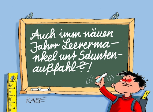 Cartoon: Ausfallerscheinung (medium) by RABE tagged schule,schüler,schulferien,herbstferien,urlaub,rabe,ralf,böhme,cartoon,karikatur,pressezeichnung,farbcartoon,tagescartoon,bildungssystem,lehermangel,stundenausfall,schultafel,kreide,neujahr,silvester,neustart,fachkräftemangel,schule,schüler,schulferien,herbstferien,urlaub,rabe,ralf,böhme,cartoon,karikatur,pressezeichnung,farbcartoon,tagescartoon,bildungssystem,lehermangel,stundenausfall,schultafel,kreide,neujahr,silvester,neustart,fachkräftemangel