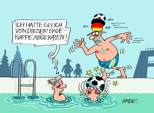 Cartoon: Ausrutscher (medium) by RABE tagged fußball,fussball,bundesliga,meistertitel,fußballer,bayern,münchen,bayer,leverkusen,rabe,ralf,böhme,cartoon,karikatur,pressezeichnung,frabcartoon,tagescartoon,schild,meister,schuß,ecke,eckball,sport,em,europameisterschaft,schwimmbad,freibad,schwimmbecken,badekappe,fußtritt,abstoß,fußball,fussball,bundesliga,meistertitel,fußballer,bayern,münchen,bayer,leverkusen,rabe,ralf,böhme,cartoon,karikatur,pressezeichnung,frabcartoon,tagescartoon,schild,meister,schuß,ecke,eckball,sport,em,europameisterschaft,schwimmbad,freibad,schwimmbecken,badekappe,fußtritt,abstoß