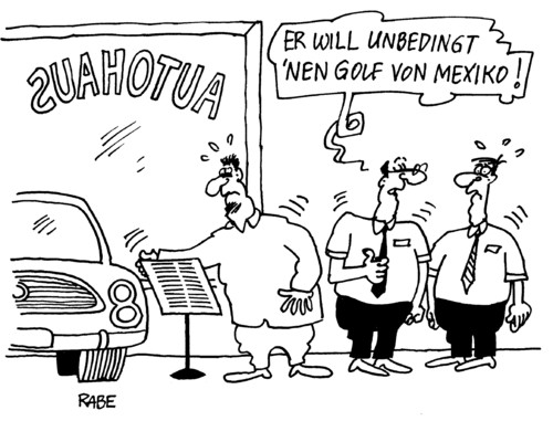 Cartoon: Autohaus (medium) by RABE tagged autohaus,autosalon,automesse,iaa,frankfurt,autoverkäufer,pkw,golf,vw,von,mexiko,euro,krise,abwrackprämie,automobil,automobilkonzern,chefetage,opel,bmw,audi,autohaus,autoverkäufer,automesse,frankfurt,automobil,automobilkonzern,leasing