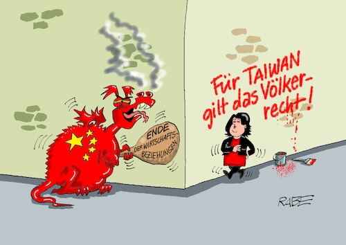 Cartoon: Baerbockiges (medium) by RABE tagged china,peking,menschenrechte,boykott,winterspiele,olympiade,rabe,ralf,böhme,cartoon,karikatur,pressezeichnung,farbcartoon,tagescartoon,baerbock,taiwan,drachen,usa,putin,pelosi,rundreise,konflikt,taipeh,spannungen,inselstaat,keule,wirtschaftsbeziehungen,aussenministerin,annalena,provokation,wand,farbe,pinsel,eimer,china,peking,menschenrechte,boykott,winterspiele,olympiade,rabe,ralf,böhme,cartoon,karikatur,pressezeichnung,farbcartoon,tagescartoon,baerbock,taiwan,drachen,usa,putin,pelosi,rundreise,konflikt,taipeh,spannungen,inselstaat,keule,wirtschaftsbeziehungen,aussenministerin,annalena,provokation,wand,farbe,pinsel,eimer