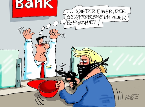 Cartoon: Banküberfall (medium) by RABE tagged trump,biden,usa,vorwahlen,präsidentschaftswahl,rabe,ralf,böhme,cartoon,karikatur,pressezeichnung,farbcartoon,tagescartoon,wahrsagerin,kugel,katze,kater,joe,donald,geldsorgen,kaution,gerichtsverfahren,überfall,banküberfall,dachmütze,pistole,räuber,maskierung,trump,biden,usa,vorwahlen,präsidentschaftswahl,rabe,ralf,böhme,cartoon,karikatur,pressezeichnung,farbcartoon,tagescartoon,wahrsagerin,kugel,katze,kater,joe,donald,geldsorgen,kaution,gerichtsverfahren,überfall,banküberfall,dachmütze,pistole,räuber,maskierung