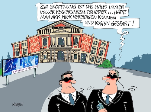 Cartoon: Bayreuth un AKK (medium) by RABE tagged bayreuth,festspiele,richard,wagner,tannhäuser,grüner,hügel,parsifal,rabe,ralf,böhme,cartoon,karikatur,pressezeichnung,farbcartoon,tagescartoon,regierung,bundesregierung,vereidigung,akk,verteidigungsministerin,cdu,union,bundeswehr,sommerpause,unterbrechung,kosten,bayreuth,festspiele,richard,wagner,tannhäuser,grüner,hügel,parsifal,rabe,ralf,böhme,cartoon,karikatur,pressezeichnung,farbcartoon,tagescartoon,regierung,bundesregierung,vereidigung,akk,verteidigungsministerin,cdu,union,bundeswehr,sommerpause,unterbrechung,kosten