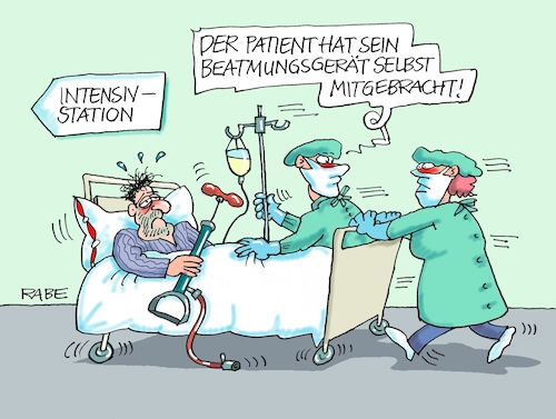 Cartoon: Beatmungstechnik (medium) by RABE tagged virus,corona,pandemie,coronakrise,rabe,ralf,böhme,cartoon,karikatur,pressezeichnung,farbcartoon,tagescartoon,viren,virenschutz,mundschutz,desinfektion,föderal,föderalismus,ländersache,kontaktsperre,ausgangsbeschränkung,schutzkleidung,mediziner,schutzhandschuhe,gummihandschuhe,beatmungsgerät,beatmungstechnik,luft,luftpumpe,lunge,intensivstation,virus,corona,pandemie,coronakrise,rabe,ralf,böhme,cartoon,karikatur,pressezeichnung,farbcartoon,tagescartoon,viren,virenschutz,mundschutz,desinfektion,föderal,föderalismus,ländersache,kontaktsperre,ausgangsbeschränkung,schutzkleidung,mediziner,schutzhandschuhe,gummihandschuhe,beatmungsgerät,beatmungstechnik,luft,luftpumpe,lunge,intensivstation