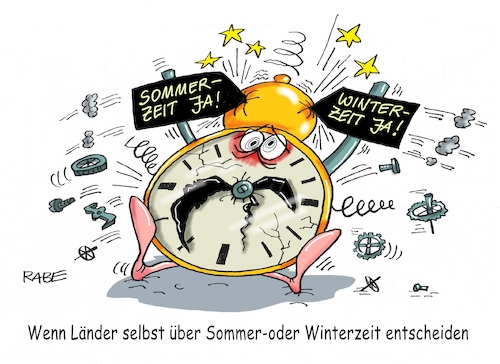 Cartoon: Behämmerte Zeitumstellung (medium) by RABE tagged eu,datenschutzgrundverordnung,betreiber,internet,dsgvo,schutz,datenschutz,rabe,ralf,böhme,cartoon,karikatur,pressezeichnung,farbcartoon,tagescartoon,zeit,zeitumstellung,sommerzwit,winterzeit,länder,biorhythmus,innere,uhr,taschenuhr,gesundheit,zeiger,hammer,anker,krank,juncker,luxemburg,beschluß,eu,datenschutzgrundverordnung,betreiber,internet,dsgvo,schutz,datenschutz,rabe,ralf,böhme,cartoon,karikatur,pressezeichnung,farbcartoon,tagescartoon,zeit,zeitumstellung,sommerzwit,winterzeit,länder,biorhythmus,innere,uhr,taschenuhr,gesundheit,zeiger,hammer,anker,krank,juncker,luxemburg,beschluß