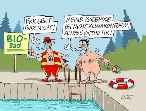 Cartoon: Biobad (medium) by RABE tagged schwimmbad,freibad,badesaison,bademeister,badekappe,rabe,ralf,böhme,carton,karikatur,pressezeichnung,farbcartoon,tagescartoon,hai,haifisch,haiflosse,haifischflosse,fisch,tier,biobad,klimaneutralität,badehose,fkk,nacktheit,synthetiks,schwimmbad,freibad,badesaison,bademeister,badekappe,rabe,ralf,böhme,carton,karikatur,pressezeichnung,farbcartoon,tagescartoon,hai,haifisch,haiflosse,haifischflosse,fisch,tier,biobad,klimaneutralität,badehose,fkk,nacktheit,synthetiks