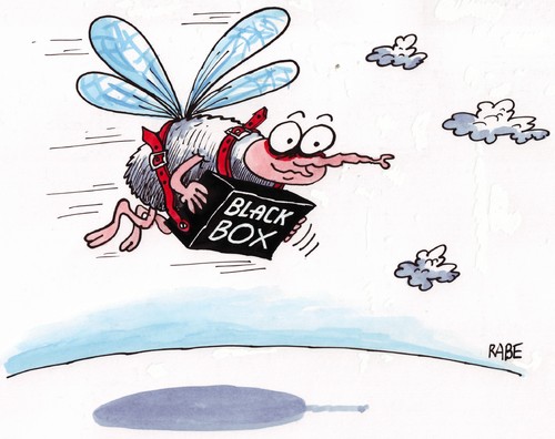 Cartoon: Black Box (medium) by RABE tagged black,box,fliegen,flugverkehr,flugsicherheit,flugzeugabsturz,flugzeugkatastrophe,flughafen,tower,sicherheitskontrolle,fallschirm,fliege,insekt,flugschreiber,hummel,sugrüssel,stechrüssel,wolken,himmel,landebahn,skymarshall,stewardes,fliege,black box,kasten,flugzeugabsturz,flugzeugkatastrophe,flugsicherheit,flugverkehr,fliegen,sicherheit,verkehr,flughafen,sicherheitskontrolle,insekt,black,box