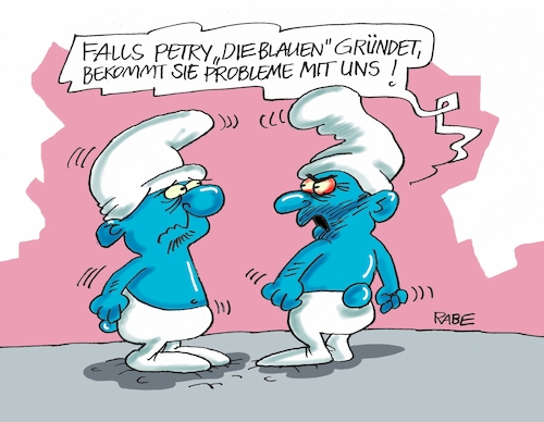 Cartoon: Blaues (medium) by RABE tagged petry,afd,abspaltung,austritt,rechte,frauke,gauland,rabe,ralf,böhme,cartoon,karikatur,pressezeichnung,farbcartoon,tagescartoon,blau,blauen,schlumpf,schlümpfe,schlumpfhausen,petry,afd,abspaltung,austritt,rechte,frauke,gauland,rabe,ralf,böhme,cartoon,karikatur,pressezeichnung,farbcartoon,tagescartoon,blau,blauen,schlumpf,schlümpfe,schlumpfhausen