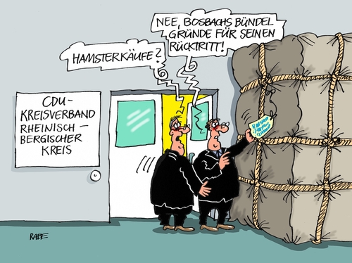 Cartoon: Bosbach (medium) by RABE tagged bosbach,cdu,bundestagsabgeordneter,kreisverband,rücktritt,amtsniederlegung,bundestagswahl,merkelpolitik,flüchtlingspolitik,krebs,rabe,ralf,böhme,cartoon,karikatur,pressezeichnung,farbcartoon,tagescartoon,bündel,gründe,hamsterkäufe,bosbach,cdu,bundestagsabgeordneter,kreisverband,rücktritt,amtsniederlegung,bundestagswahl,merkelpolitik,flüchtlingspolitik,krebs,rabe,ralf,böhme,cartoon,karikatur,pressezeichnung,farbcartoon,tagescartoon,bündel,gründe,hamsterkäufe