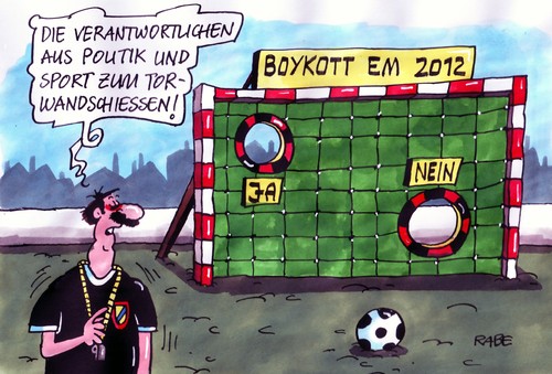 Cartoon: Boykottierwand (medium) by RABE tagged timoschenko,barroso,ukraine,kiew,haft,haftbedingungen,bandscheibenvorfall,boykott,boykottaufruf,fussball,em,tor,torwand,torwandscgiessen,menschenrechte,opposition,bürgerrechtler,merkel,cdu,kanzlerin,fussballstadion,proteste,freilassung,hngerstreik,timoschenko,ukraine,kiew,haftbedingungen,bandscheibenvorfall,em