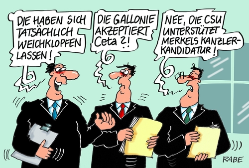 Cartoon: Breitgeschlagenes (medium) by RABE tagged kanzlerin,merkel,kanzlerkandidatur,kanzlerkandidat,cdu,csu,union,seehofer,rabe,ralf,böhme,cartoon,karikatur,pressezeichnung,farbcartoon,tagescartoon,wallonie,belgien,eu,freihandelsabkommen,ceta,kanada,kanzlerin,merkel,kanzlerkandidatur,kanzlerkandidat,cdu,csu,union,seehofer,rabe,ralf,böhme,cartoon,karikatur,pressezeichnung,farbcartoon,tagescartoon,wallonie,belgien,eu,freihandelsabkommen,ceta,kanada