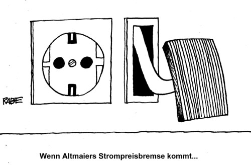 Cartoon: Bremsklotz (medium) by RABE tagged strom,strompreis,stromkosten,altmaier,cdu,bundesumweltminister,rösler,fdp,energiewende,umweltschutz,erneuerbar,windkraft,stromkonzerne,stromriese,stromerzeuger,rabe,ralf,böhme,cartoon,karikatur,strompreiserhöhung,strompreisbremse,verbraucher,kunde,abnehmer,bremse,bremspedal,bremsklotz,stecker,steckdose,kabel,kilowatt,strom,strompreis,stromkosten,altmaier,cdu,bundesumweltminister,rösler,fdp,energiewende,umweltschutz,erneuerbar,windkraft,stromkonzerne,stromriese,stromerzeuger,rabe,ralf,böhme,cartoon,karikatur,strompreiserhöhung,strompreisbremse,verbraucher,kunde,abnehmer,bremse,bremspedal,bremsklotz,stecker,steckdose,kabel,kilowatt