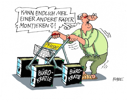 Cartoon: Bürokratiepflege (medium) by RABE tagged bürokratie,bürokratieabbau,bürokratieentlastung,bürokratieentlastungsgesetz,entlastung,buschmann,ampelregierung,rabe,ralf,böhme,cartoon,karikatur,presse,pressezeichnung,farbcartoon,tagescartoon,pflege,rentner,pflegeheim,rollator,pflegestufe,aktenordner,räder,bürokratie,bürokratieabbau,bürokratieentlastung,bürokratieentlastungsgesetz,entlastung,buschmann,ampelregierung,rabe,ralf,böhme,cartoon,karikatur,presse,pressezeichnung,farbcartoon,tagescartoon,pflege,rentner,pflegeheim,rollator,pflegestufe,aktenordner,räder