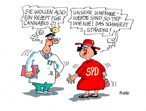 Cartoon: Cannabis (medium) by RABE tagged cannabis,schmerzpatienten,artz,rezept,verschreibung,drogen,hanf,rauschgift,rabe,ralf,böhme,cartoon,karikatur,pressezeichnung,farbcartoon,tagescartoon,spd,umfragewerte,umfragetief,gabriel,ssozialdemokraten,nahles,cannabis,schmerzpatienten,artz,rezept,verschreibung,drogen,hanf,rauschgift,rabe,ralf,böhme,cartoon,karikatur,pressezeichnung,farbcartoon,tagescartoon,spd,umfragewerte,umfragetief,gabriel,ssozialdemokraten,nahles