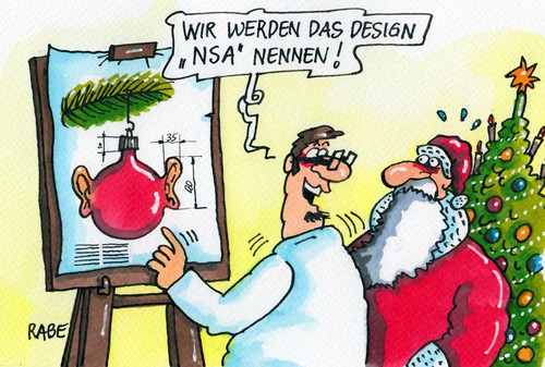 Cartoon: Christbaumschmuck (medium) by RABE tagged nsa,geheimdienste,spionage,abhörskandal,merkel,handy,snowden,usa,rabe,ralf,böhme,cartoon,karikatur,pressezeichnung,farbcartoon,weihnachten,weihnachtsbaum,weihnachtsbaumschmuck,christbaumschmuck,design,glaskugeln,tannenzweige,tanne,nordmanntanne,weihnachtsmann,sterne,kerzen,innenminister,friedrich,cia,bnd,schlapphüte,nsa,geheimdienste,spionage,abhörskandal,merkel,handy,snowden,usa,rabe,ralf,böhme,cartoon,karikatur,pressezeichnung,farbcartoon,weihnachten,weihnachtsbaum,weihnachtsbaumschmuck,christbaumschmuck,design,glaskugeln,tannenzweige,tanne,nordmanntanne,weihnachtsmann,sterne,kerzen,innenminister,friedrich,cia,bnd,schlapphüte