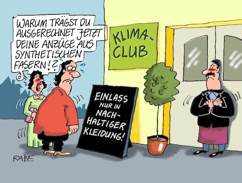 Cartoon: Clubfaser (medium) by RABE tagged hitze,dürre,klima,klimawandel,wetterextreme,trockenheit,rabe,ralf,böhme,cartoon,karikatur,pressezeichnung,farbcartoon,tagescartoon,sommer,extremwetter,klimaclub,club,bar,einlass,einlassdienst,türsteher,bodyguard,abendkleid,anzug,frack,nachhaltigkeid,bekleidung,synthetik,faser,fasern,hitze,dürre,klima,klimawandel,wetterextreme,trockenheit,rabe,ralf,böhme,cartoon,karikatur,pressezeichnung,farbcartoon,tagescartoon,sommer,extremwetter,klimaclub,club,bar,einlass,einlassdienst,türsteher,bodyguard,abendkleid,anzug,frack,nachhaltigkeid,bekleidung,synthetik,faser,fasern