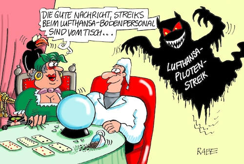 Cartoon: Das nächste Unglück kommt (medium) by RABE tagged lufthansa,strei,bodenpersonal,piloten,reisende,urlauber,arbeitskampf,rabe,ralf,böhme,cartoon,karikatur,pressezeichnung,farbcartoon,tagescartoon,horoskop,kaffeesatz,wahrsagerin,hellseherin,michel,lufthansa,strei,bodenpersonal,piloten,reisende,urlauber,arbeitskampf,rabe,ralf,böhme,cartoon,karikatur,pressezeichnung,farbcartoon,tagescartoon,horoskop,kaffeesatz,wahrsagerin,hellseherin,michel