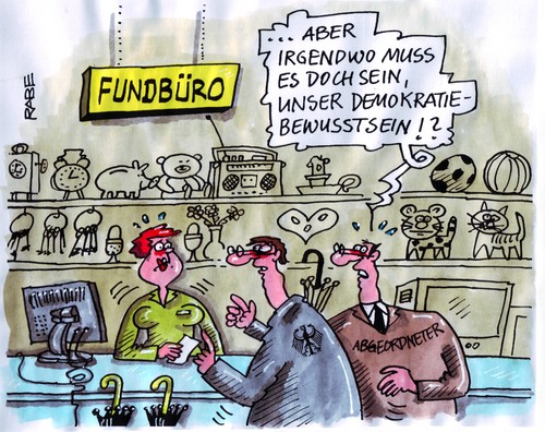 Cartoon: Demokratiebewußtsein (medium) by RABE tagged diäten,pensionen,regierungsbeamte,ladentisch,frau,männer,finden,suchen,fundbüro,regierungsviertel,berlin,merkel,bundesregierung,abgeordnete,euro,politikverdrossenheit,demokratiebewußtsein,demokratie,demokratie,politikverdrossenheit,euro,abgeordnete,bundesregierung,merkel,regierungsviertel,fundbüro