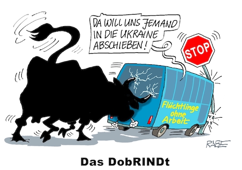 Cartoon: Der Abschieber (medium) by RABE tagged ampel,ampelregierung,rot,grün,gelb,fdp,spd,grüne,rabe,ralf,böhme,cartoon,karikatur,pressezeichnung,farbcartoon,tagescartoon,alexander,dobrindt,csu,bayern,abschiebung,ukrainer,ukraineflüchtlinge,ukrainekrieg,sozialleistungen,sozialhilfe,arbeit,rückführung,stier,rind,rindvieh,bus,verkehrsschild,stopschild,ampel,ampelregierung,rot,grün,gelb,fdp,spd,grüne,rabe,ralf,böhme,cartoon,karikatur,pressezeichnung,farbcartoon,tagescartoon,alexander,dobrindt,csu,bayern,abschiebung,ukrainer,ukraineflüchtlinge,ukrainekrieg,sozialleistungen,sozialhilfe,arbeit,rückführung,stier,rind,rindvieh,bus,verkehrsschild,stopschild