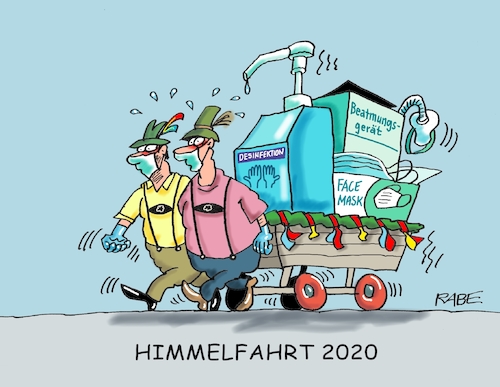 Cartoon: Desinfektionsbollerwagen (medium) by RABE tagged virus,corona,pandemie,coronakrise,rabe,ralf,böhme,cartoon,karikatur,pressezeichnung,farbcartoon,tagescartoon,viren,virenschutz,mundschutz,desinfektion,föderal,föderalismus,ländersache,abstandsregeln,beatmungsgerät,gesichtsmasken,bollerwagen,lockerungen,männertag,vatertag,himmelfahrt,ausflug,virus,corona,pandemie,coronakrise,rabe,ralf,böhme,cartoon,karikatur,pressezeichnung,farbcartoon,tagescartoon,viren,virenschutz,mundschutz,desinfektion,föderal,föderalismus,ländersache,abstandsregeln,beatmungsgerät,gesichtsmasken,bollerwagen,lockerungen,männertag,vatertag,himmelfahrt,ausflug