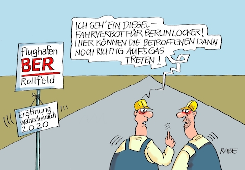 Cartoon: Dieselfahrverbot (medium) by RABE tagged vw,dieselgat,abgasskandal,vorstan,vorstandschef,winterkorn,anklage,haftbefehl,rab,ralf,böhme,cartoon,karikatur,pressezeichnung,farbcartoon,tagescartoon,polizei,innenstadt,berlin,alex,dieselfahrverbot,umweltschutz,ber,brandenburg,schönefeld,startbahn,landebahn,rollfeld,fertigstellung,vw,dieselgat,abgasskandal,vorstan,vorstandschef,winterkorn,anklage,haftbefehl,rab,ralf,böhme,cartoon,karikatur,pressezeichnung,farbcartoon,tagescartoon,polizei,innenstadt,berlin,alex,dieselfahrverbot,umweltschutz,ber,brandenburg,schönefeld,startbahn,landebahn,rollfeld,fertigstellung