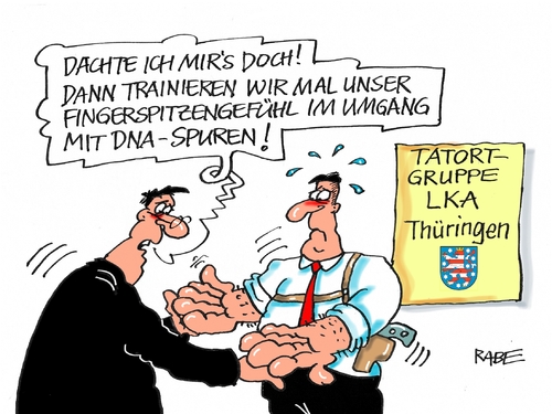 Cartoon: DNA Panne Zwo (medium) by RABE tagged lka,thüringen,dna,panne,mordfall,peggy,proben,nsu,böhnhardt,rabe,ralf,böhme,cartoon,karikatur,pressezeichnung,farbcartoon,tagescartoon,kripo,kommissar,polizei,ermittlungen,lka,thüringen,dna,panne,mordfall,peggy,proben,nsu,böhnhardt,rabe,ralf,böhme,cartoon,karikatur,pressezeichnung,farbcartoon,tagescartoon,kripo,kommissar,polizei,ermittlungen