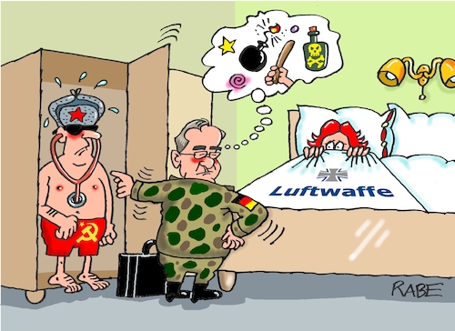 Cartoon: Doktorspiele (medium) by RABE tagged bundeswehr,pistorius,kriegstüchtigkeit,deutschland,armee,cartoon,karikatur,pressezeichnung,farbcartoon,tagescartoon,kriegsführung,hölle,teufel,fegefeuer,feuer,flamme,kessel,spieß,zeitung,doktorspiele,stetoskop,bett,ehebett,männer,frau,geheimdienst,spion,spionage,spione,taurus,marschflugkörper,ukraine,russland,luftwaffe,generäle,info,handy,app,schlafzimmer,schapka,general,bundeswehr,pistorius,kriegstüchtigkeit,deutschland,armee,cartoon,karikatur,pressezeichnung,farbcartoon,tagescartoon,kriegsführung,hölle,teufel,fegefeuer,feuer,flamme,kessel,spieß,zeitung,doktorspiele,stetoskop,bett,ehebett,männer,frau,sex,geheimdienst,spion,spionage,spione,taurus,marschflugkörper,ukraine,russland,luftwaffe,generäle,info,handy,app,schlafzimmer,schapka,general