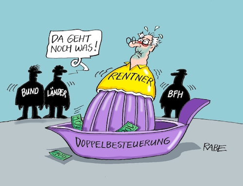 Cartoon: Doppelsteuer (medium) by RABE tagged rentner,renten,steuer,doppelbesteuerung,bund,länder,rabe,ralf,böhme,cartoon,karikatur,pressezeichnung,farbcartoon,tagescartoon,bfh,bundesfinanzhof,gerichtsurteil,zitrone,zitronenpresse,steuern,finanzamt,rentner,renten,steuer,doppelbesteuerung,bund,länder,rabe,ralf,böhme,cartoon,karikatur,pressezeichnung,farbcartoon,tagescartoon,bfh,bundesfinanzhof,gerichtsurteil,zitrone,zitronenpresse,steuern,finanzamt