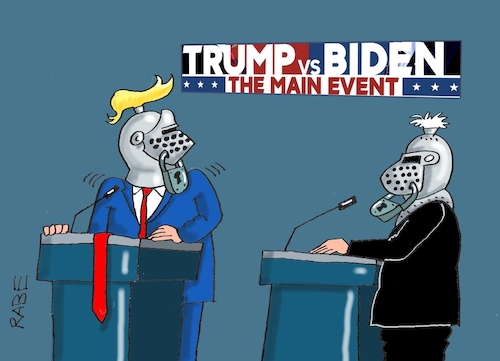 Cartoon: Duellanten III (medium) by RABE tagged trump,usa,president,bolton,literatur,bücher,rabe,ralf,böhme,cartoon,karikatur,pressezeichnung,farbcartoon,tagescartoon,corona,biden,harris,tv,duelle,mikros,helm,visir,schloß,demokraten,november,präsidentschaftswahl,republikaner,rednerpult,schlammschlacht,maskenpflicht,trump,usa,president,bolton,literatur,bücher,rabe,ralf,böhme,cartoon,karikatur,pressezeichnung,farbcartoon,tagescartoon,corona,biden,harris,tv,duelle,mikros,helm,visir,schloß,demokraten,november,präsidentschaftswahl,republikaner,rednerpult,schlammschlacht,maskenpflicht