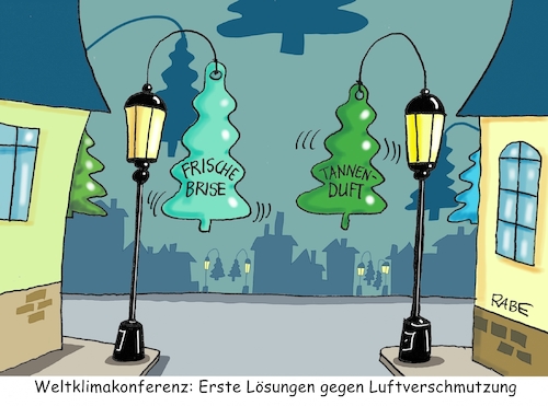 Cartoon: Duftmarken (medium) by RABE tagged weltklimakonferenz,klimakonferenz,klima,bonn,kohlendioxyd,kohlendioxydausstoss,rabe,ralf,böhme,cartoon,karikatur,pressezeichnung,farbcartoon,tagescartoon,duftbäumchen,tannenduft,lavendel,luftverschmutzung,luftverpestung,weltklimakonferenz,klimakonferenz,klima,bonn,kohlendioxyd,kohlendioxydausstoss,rabe,ralf,böhme,cartoon,karikatur,pressezeichnung,farbcartoon,tagescartoon,duftbäumchen,tannenduft,lavendel,luftverschmutzung,luftverpestung