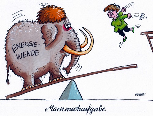 Cartoon: Eiszeit (medium) by RABE tagged merkel,kanzlerin,cdu,altmaier,bundesumweltminister,röttgen,rösler,fdp,energiewende,atomausstieg,windkraft,solarenergie,netzagentur,bundesnetzagentur,energiekonzerne,eon,mammut,mammutaufgabe,mammutprojekt,eiszeit,salto,sprungbrett,merkel,kanzlerin,cdu,altmaier,röttgen,rösler,fdp,energiewende,atomausstieg,windkraft