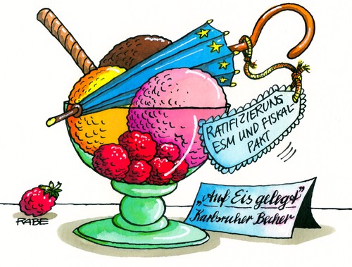 Cartoon: Eiszeit (medium) by RABE tagged kahrlsruhe,urteil,bundesverfassungsgericht,parlament,bundesregierung,bundesrat,grüne,widerspruch,gesetz,geheimniskrämerei,eu,beschlüsse,fiskalpakt,rettungsschirm,gefängnis,riegel,schloss,gitter,griechenland,abgeordnete,merkel,kanzlerin,koalition,cdu,euro,eurokrise,esm,ratifizierung,eis,eisbecher,eiskugel,eisdiele,schokoeis,himbeereis,vanilleeis,richter,verfassungsgericht,brüssel,finanzchefs,banken,ratingagentur,börse,kahrlsruhe,bundesverfassungsgericht,parlament,bundesregierung,bundesrat,grüne,widerspruch