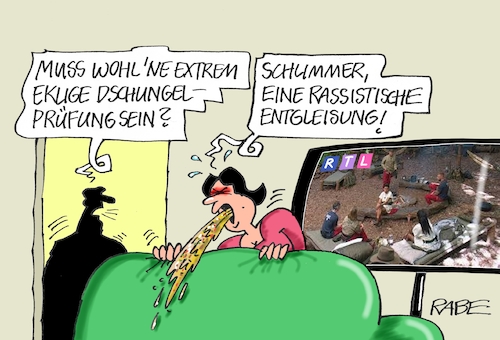 Cartoon: Ekelhaftes (medium) by RABE tagged rassismus,rassismusäußerungen,rassist,dschungel,dschungelcamp,dschungelprüfung,rtl,privatsender,privatfernsehen,rabe,ralf,böhme,cartoon,karikatur,pressezeichnung,farbcartoon,tagescartoon,ekel,ekelhaftes,rausschmiss,ekelprüfung,rassismus,rassismusäußerungen,rassist,dschungel,dschungelcamp,dschungelprüfung,rtl,privatsender,privatfernsehen,rabe,ralf,böhme,cartoon,karikatur,pressezeichnung,farbcartoon,tagescartoon,ekel,ekelhaftes,rausschmiss,ekelprüfung