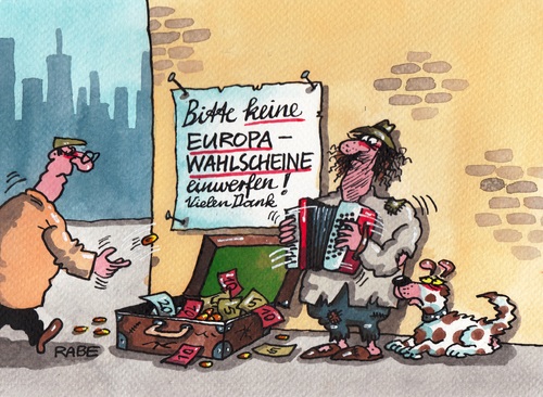 Cartoon: Europawahl (medium) by RABE tagged europawahl,eu,euro,europa,wahlsonntag,europaparlament,afd,linke,spd,grüne,cdu,csu,wahlschein,wahlbenachrichtigung,rabe,ralf,böhme,cartoon,karikatur,pressezeichnung,farbcartoon,fußgängerzone,straßenmusikant,bettler,penner,geld,koffer,geldscheine,münzen,hund,schifferklavier,akordeon,europawahl,eu,euro,europa,wahlsonntag,europaparlament,afd,linke,spd,grüne,cdu,csu,wahlschein,wahlbenachrichtigung,rabe,ralf,böhme,cartoon,karikatur,pressezeichnung,farbcartoon,fußgängerzone,straßenmusikant,bettler,penner,geld,koffer,geldscheine,münzen,hund,schifferklavier,akordeon