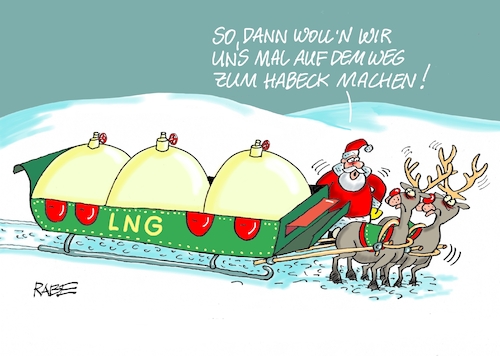 Cartoon: Expresslieferung (medium) by RABE tagged weihnachten,weihnachtsfest,weihnachtsmann,weihnachtsmänner,bart,geschenkesack,rabe,ralf,böhme,cartoon,karikatur,pressezeichnung,farbcartoon,tagescartoon,schlitten,rentiere,habeck,umweltminister,grüne,lng,flüssiggas,gaskrise,gaspreise,weihnachten,weihnachtsfest,weihnachtsmann,weihnachtsmänner,bart,geschenkesack,rabe,ralf,böhme,cartoon,karikatur,pressezeichnung,farbcartoon,tagescartoon,schlitten,rentiere,habeck,umweltminister,grüne,lng,flüssiggas,gaskrise,gaspreise